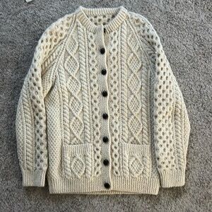 Handmade vintage fisherman/ cable knit sweater. Cream/oatmeal color